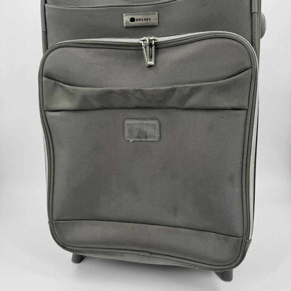 Delsey Carry On Luggage Charcoal Gray Softside Rolling Suitcase 21 Inch Upright‎